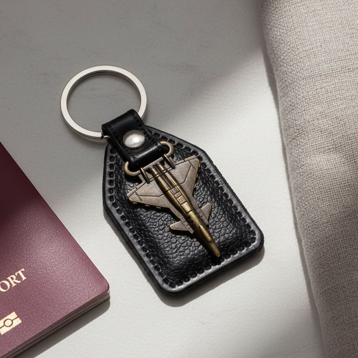 Premium Aircraft Design Leather Finish Keychain (1 Pc)