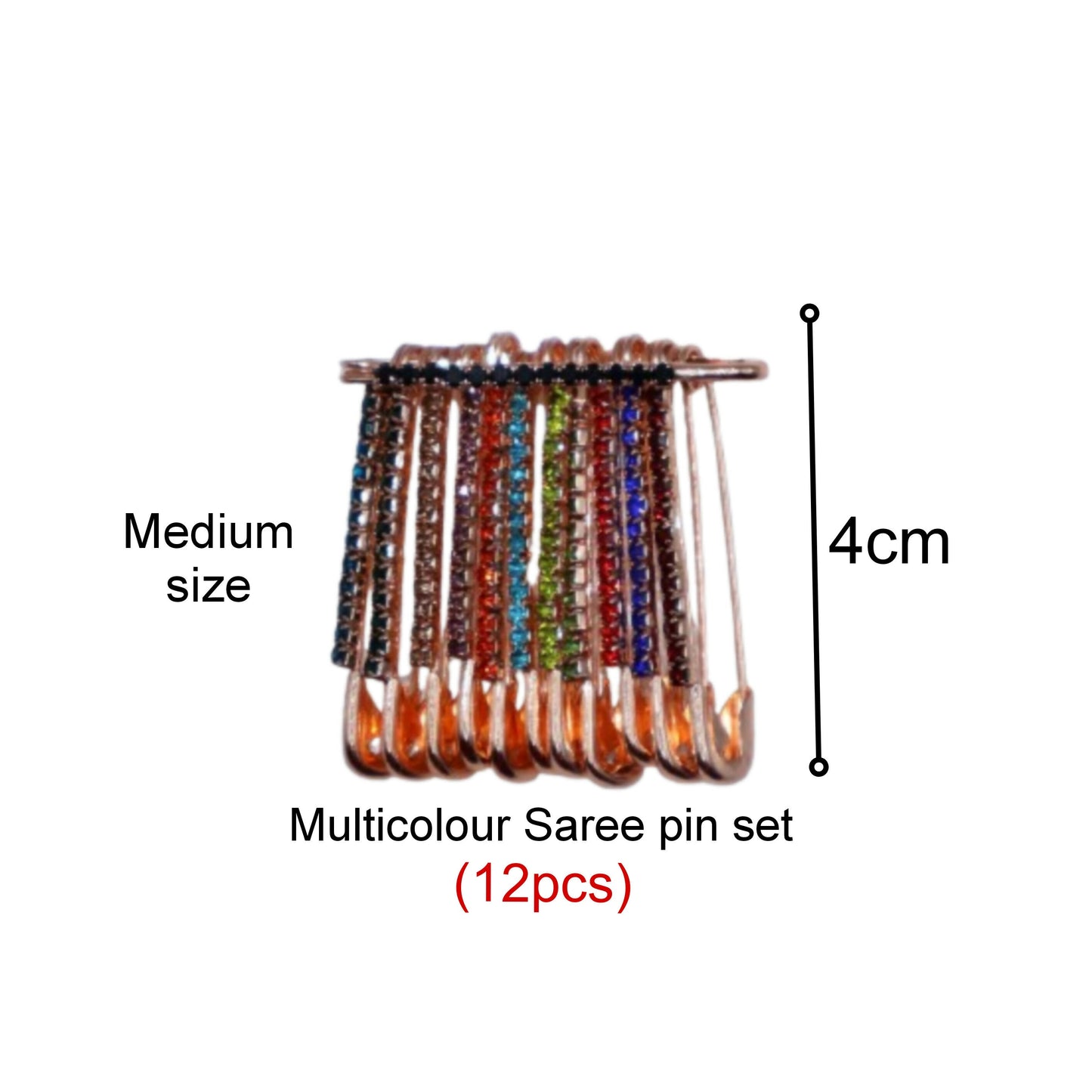 Rainbow Crystal Dangle Saree Pin Brooch - Multicolor Rhinestone Scarf Pin