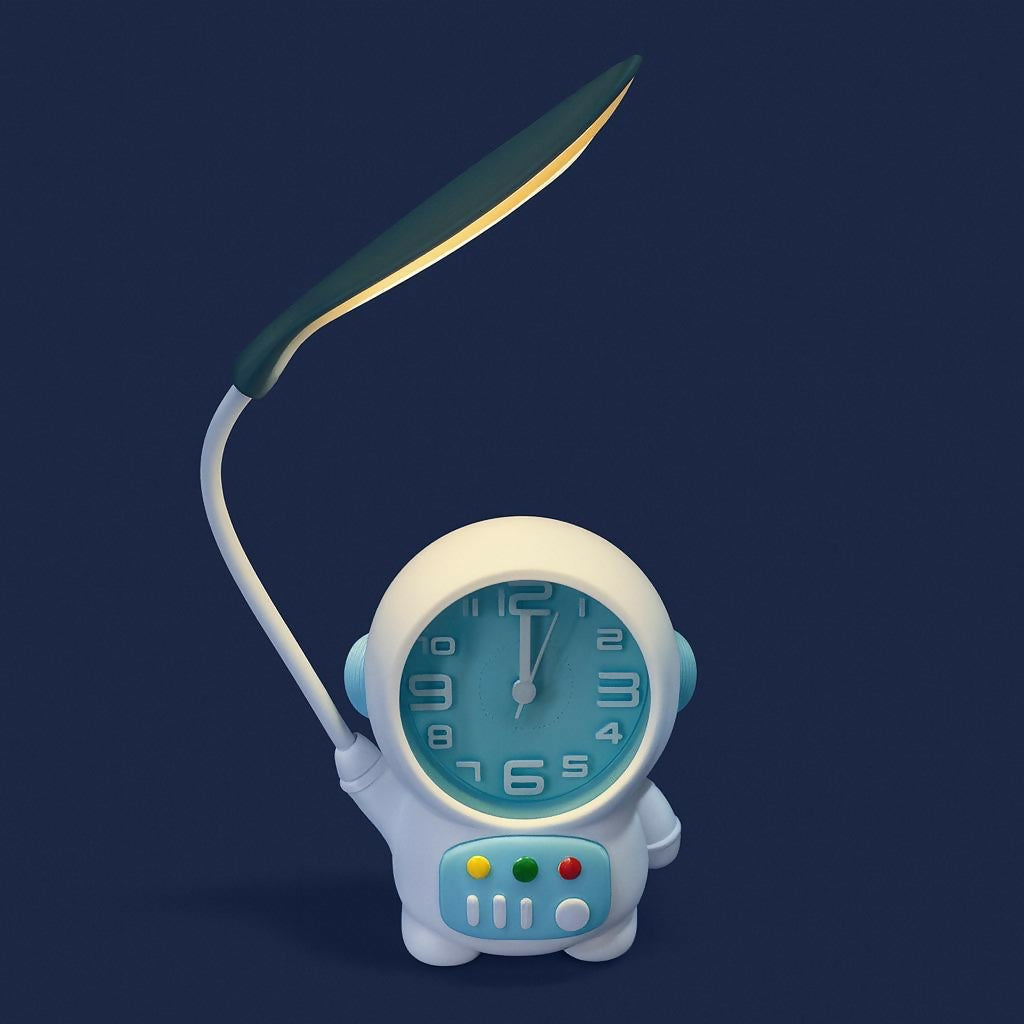 Astronaut Desk Lamp with Alarm Clock for Kids Room, Study Table & Gifting