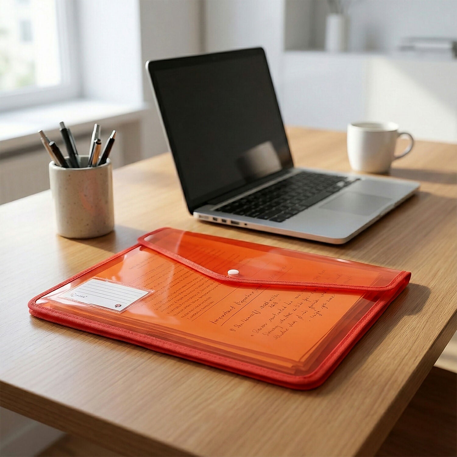 Double Pocket Document File Folder with Button Closure for Office, School Mix Colour