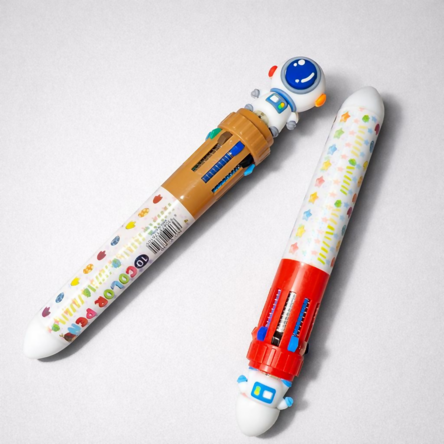 10-in-1 Multicolor Pen for Kids Astronaut Design Red Brown Color (SET OF 2)