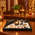 Zen Sand Garden Meditation Tray with Buddha Figurine, Stones and Incense Holder