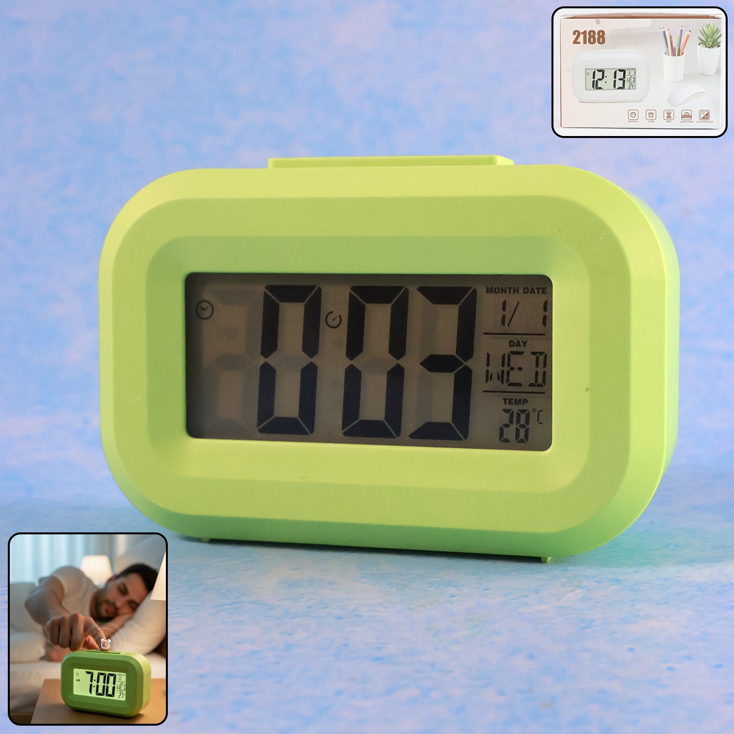 Digital Alarm Clock – Clear Display with Date & Temperature