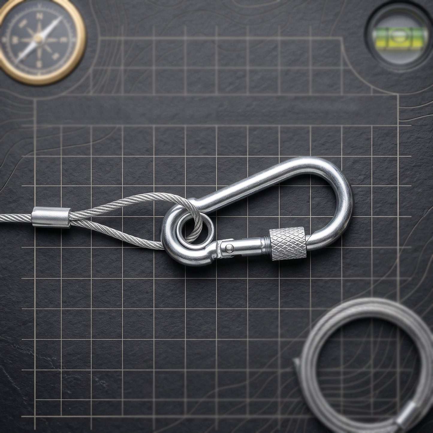 Cloth Drying Wire Rope 5 Meter Stainless Steel with Carabiner Hooks (1 Pc)