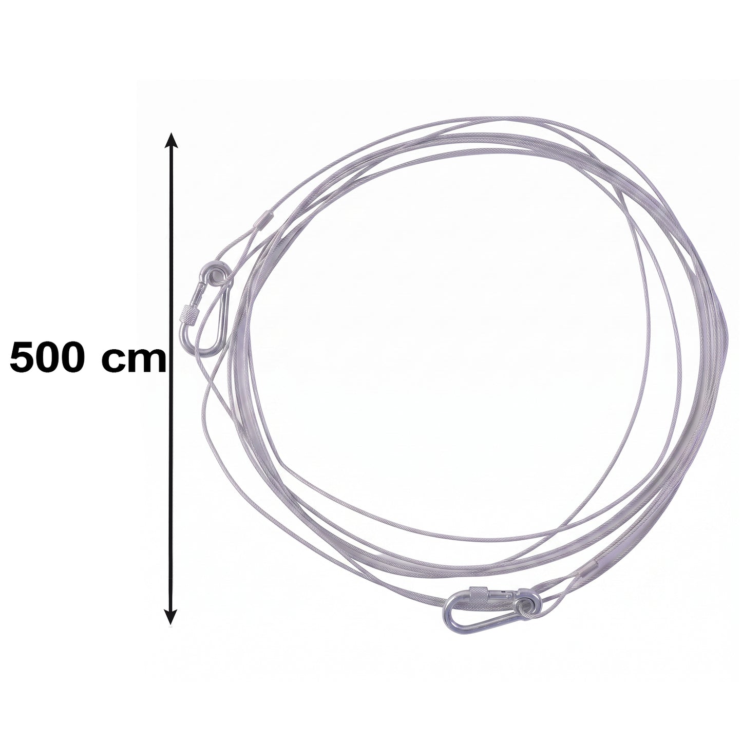Cloth Drying Wire Rope 5 Meter Stainless Steel with Carabiner Hooks (1 Pc)