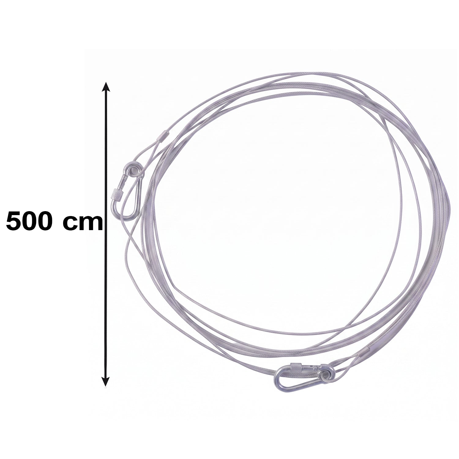 Cloth Drying Wire Rope 5 Meter Stainless Steel with Carabiner Hooks (1 Pc)