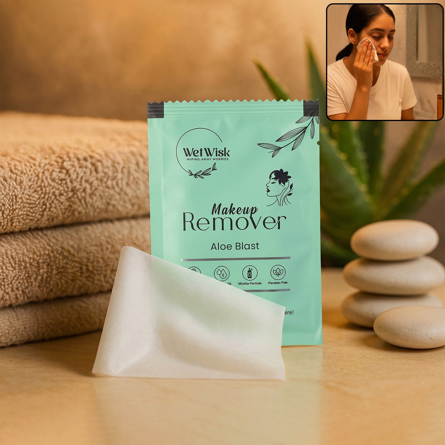 Makeup remover wet wipe facial