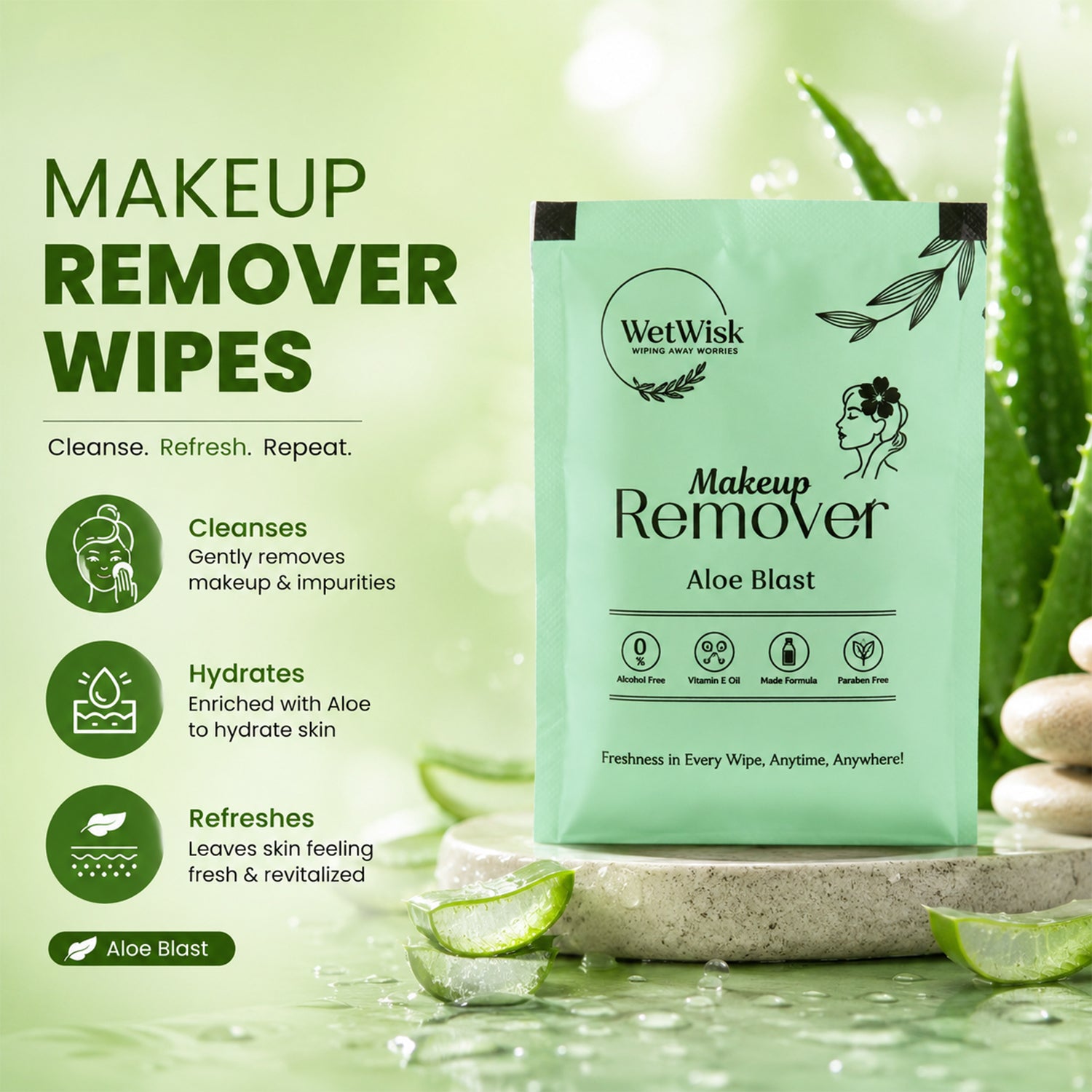 Face cleansing makeup remover wipe