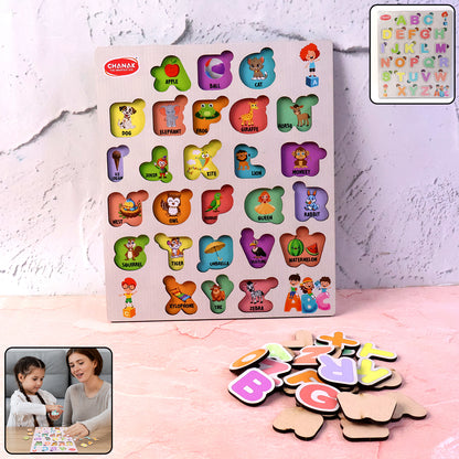 Aditi Wooden Alphabet Puzzle Board – Colorful A–Z Learning Toy for Kids