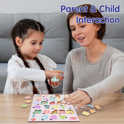 Aditi Wooden Alphabet Puzzle Board – Colorful A–Z Learning Toy for Kids