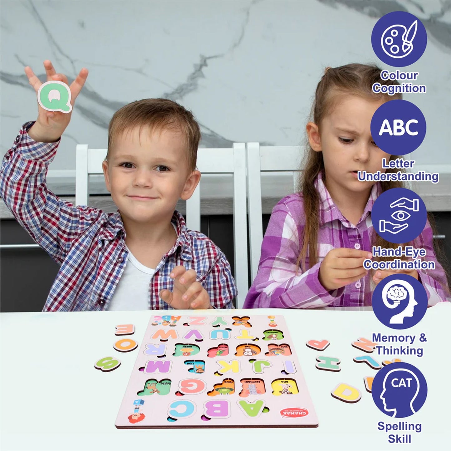 Aditi Wooden Alphabet Puzzle Board – Colorful A–Z Learning Toy for Kids