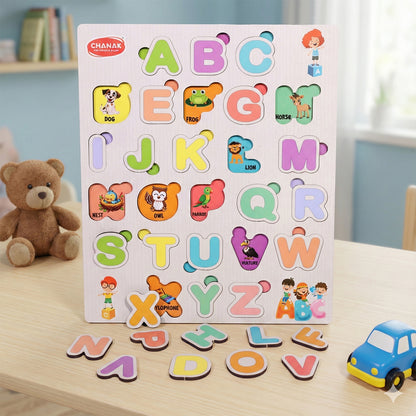 Aditi Wooden Alphabet Puzzle Board – Colorful A–Z Learning Toy for Kids