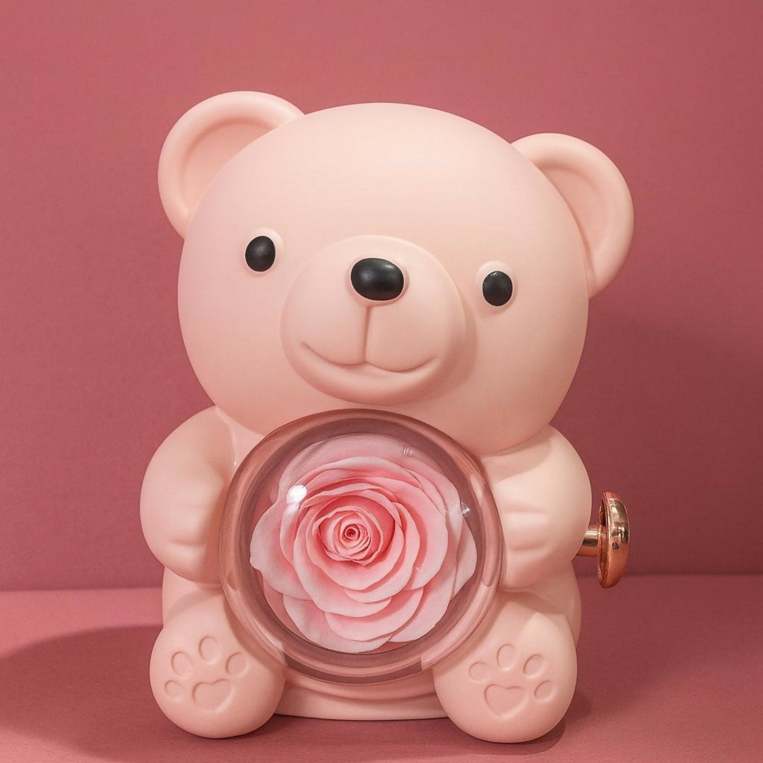 Pink Teddy Bear With Eternal Rose Gift Box | Romantic Love Gift for Her & Couples