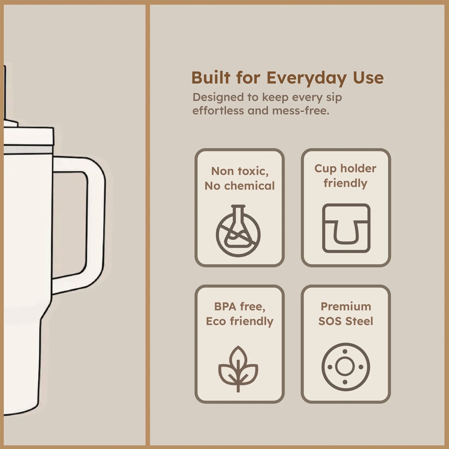 Extra Large Insulated Travel Mug, Tumbler (1200ML - 1 Pc / Mix Color)