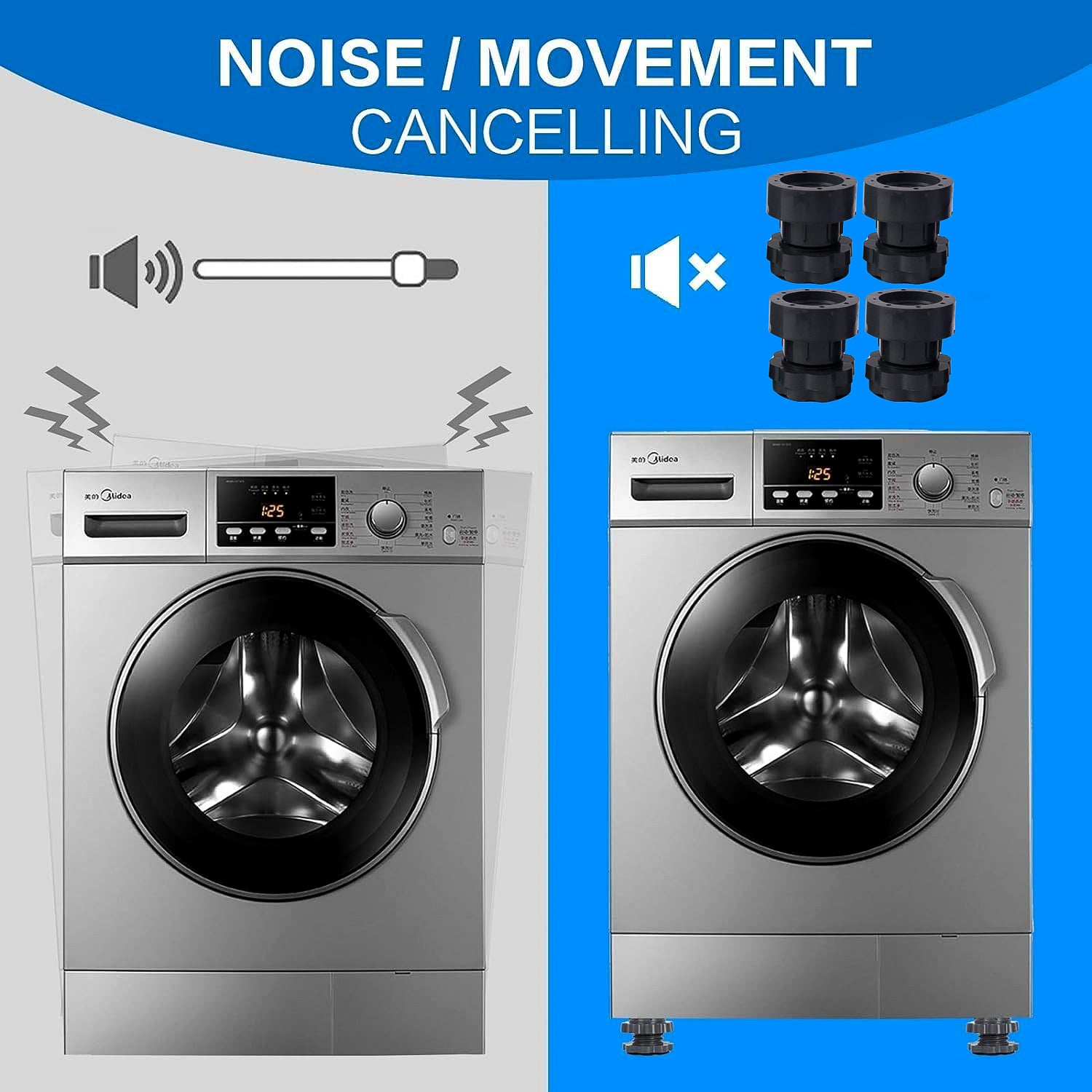 Adjustable Multipurpose AntiVibration For Appliances (Set of 4Pc)