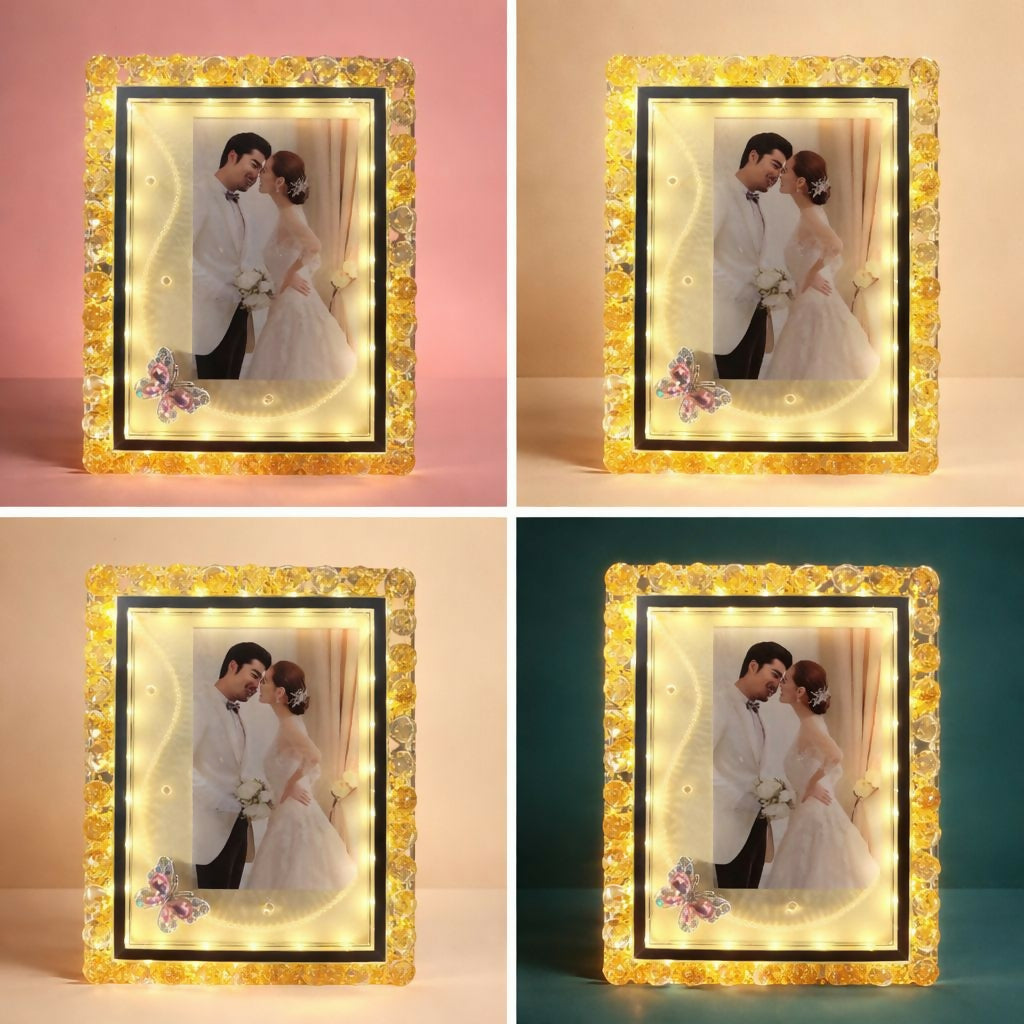 LED Crystal Photo Frame with Light Decorative Table Frame