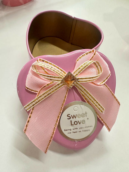 Heart Shape Metal Gift Box Pack of 6 with Ribbon | Reusable Decorative Tin