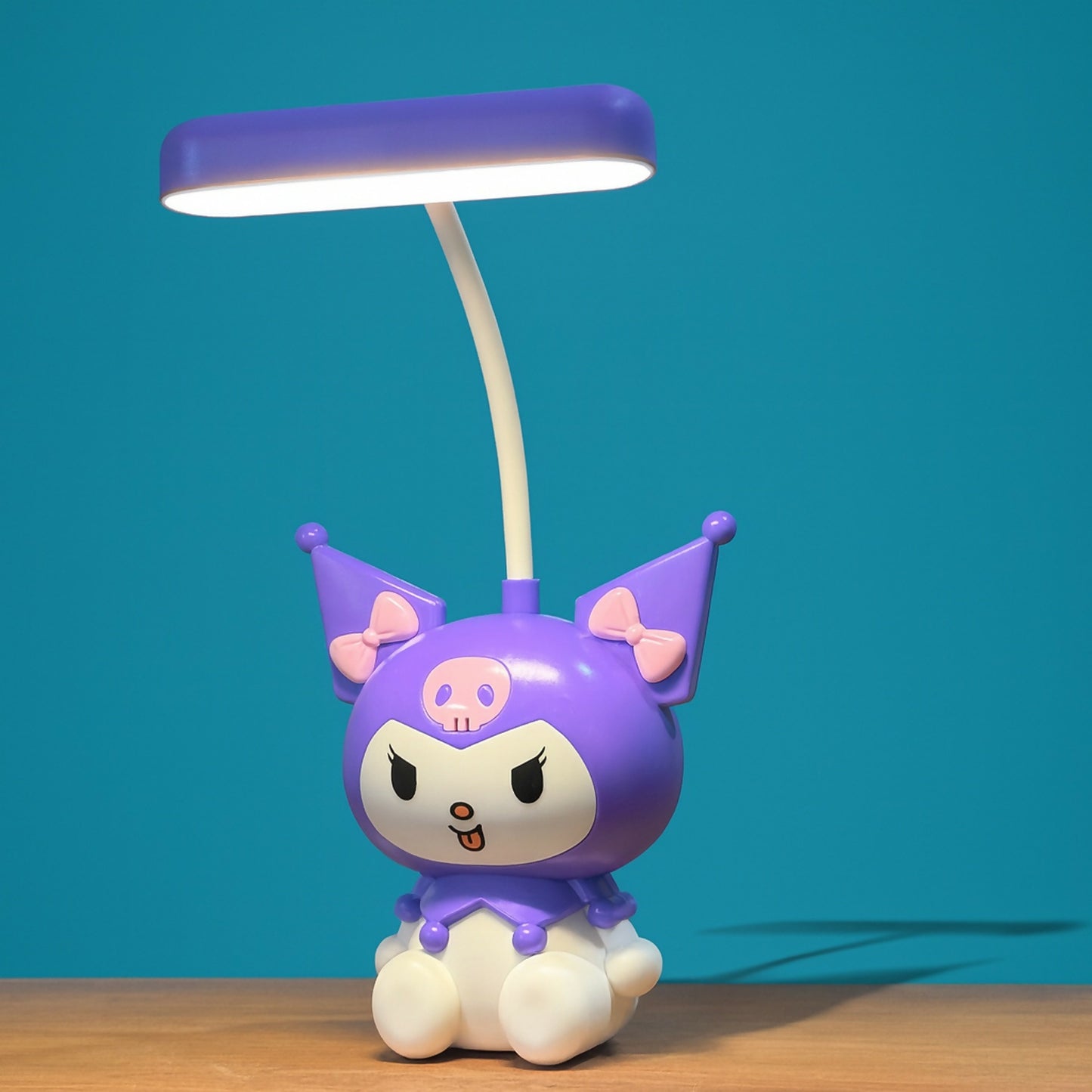 Cute Cartoon LED Desk Lamp with Pencil Sharpener, Rechargeable Study Light