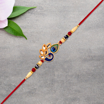 Handcrafted Mor Pankh Rakhi with attention to detail