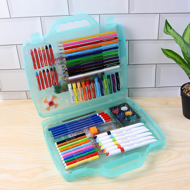 Camel Art Safari Kit – 65+ Art Treats with Colour Pencils, Crayons, Oil Pastels, Sketch Pens, Brush Pens & Watercolours