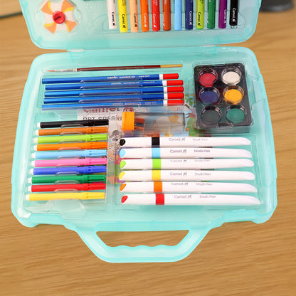Camel Art Safari Kit – 65+ Art Treats with Colour Pencils, Crayons, Oil Pastels, Sketch Pens, Brush Pens & Watercolours
