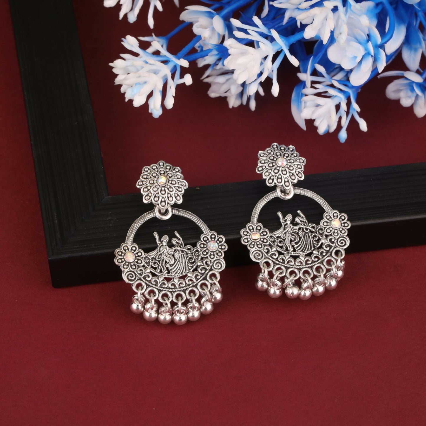 Trendy Oxidised Silver Statement Earrings Combo Set for Women & Girls (Set of 4)