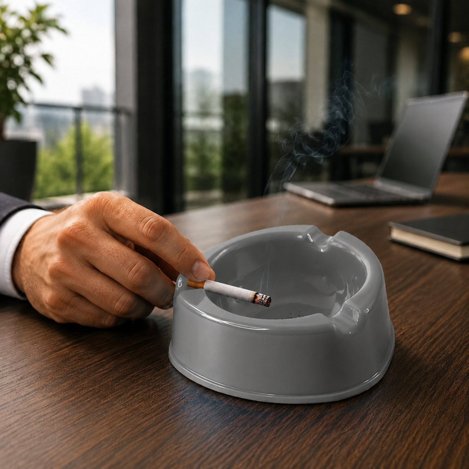 Mix Colour Plastic Ashtray with Cigarette Grooves for Table Top (1 Pc)