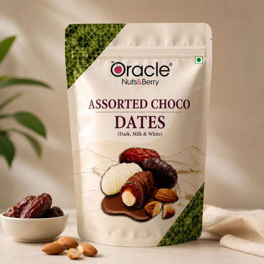 Oracle Assorted Choco Dates, Smooth Chocolate-Coated Premium Nut-Filled Dates 200g