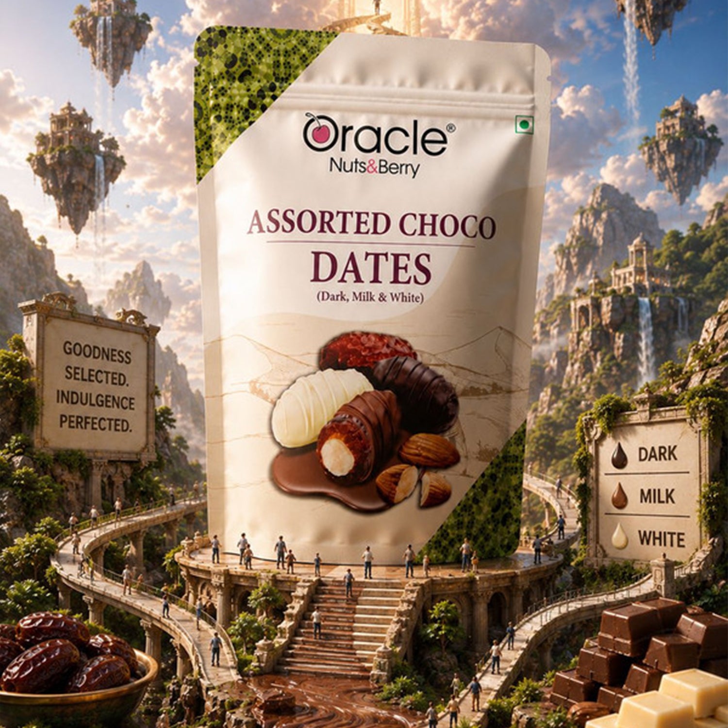 Premium Nut-filled Dates coated in rich chocolate, ideal for celebrations