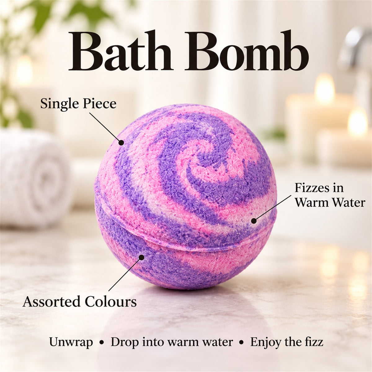 Colourful Fizzing Bath Bomb with Surprise Toy for Playful Bath Time (12 Pc)