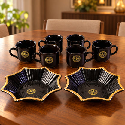 Snack Serving Bowl and Tea Cup Set, Star Shape Platter Gift Set (8 Pc Set)