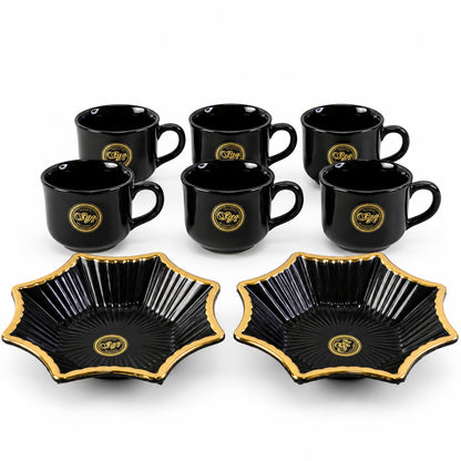 Snack Serving Bowl and Tea Cup Set, Star Shape Platter Gift Set (8 Pc Set)