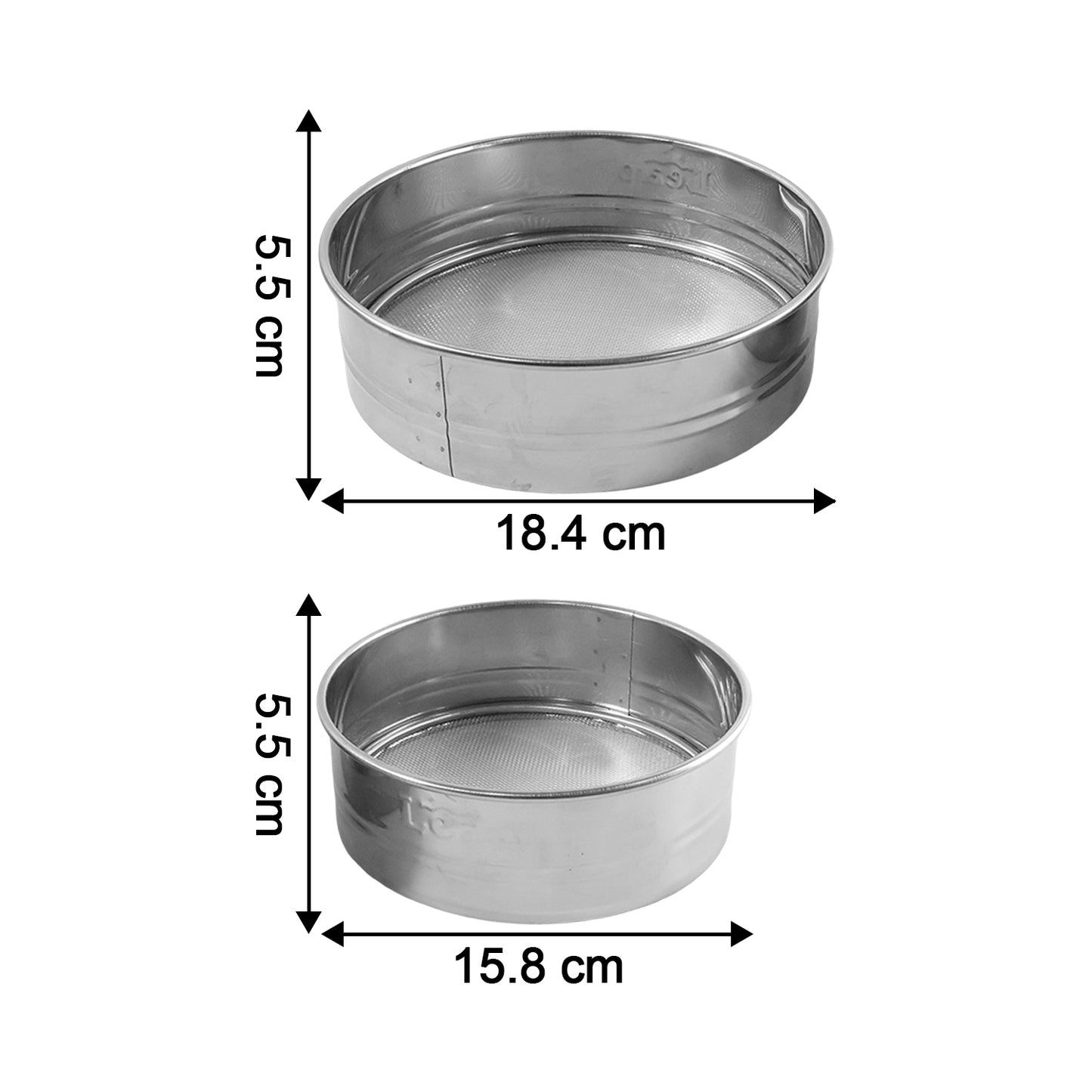 Stainless Steel Fine Mesh Atta Chalni Sieve Set (2 Pc Set)
