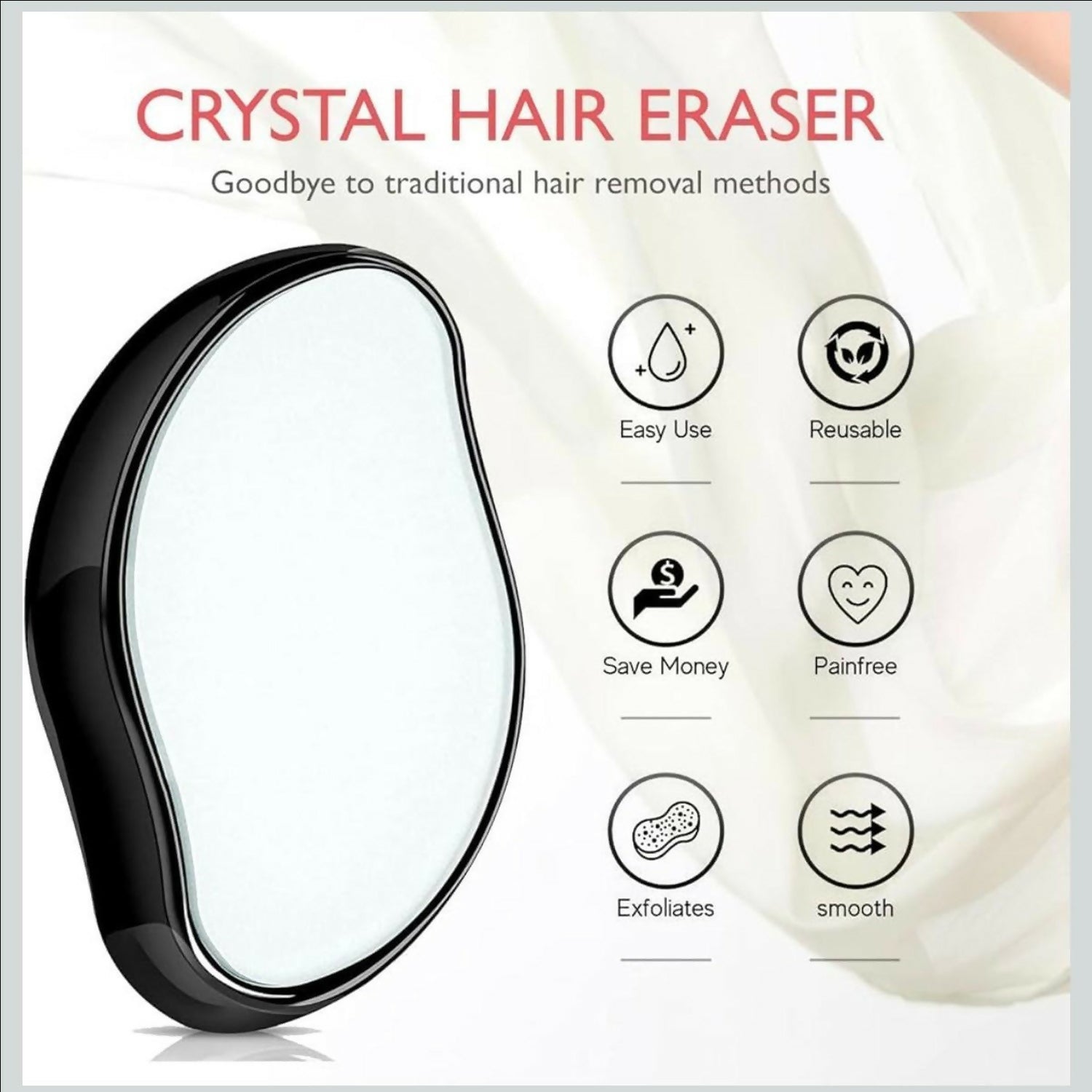 Crystal Hair Eraser for Painless Hair Removal & Skin Exfoliation Tool (ANY COLOR)