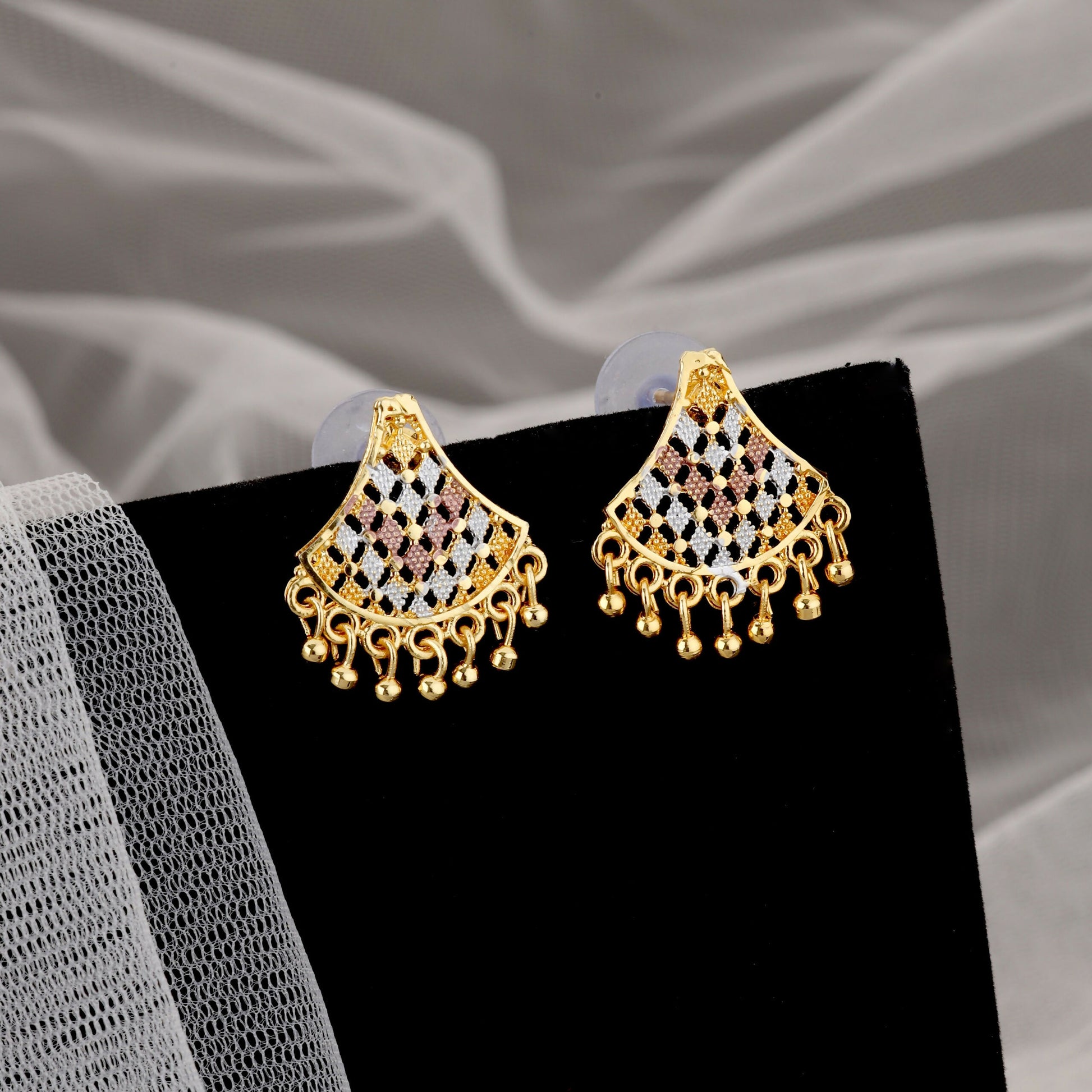 Traditional Gold-Plated "Pankhi" (Fan) Design Necklace Set with Multicolor Enamel