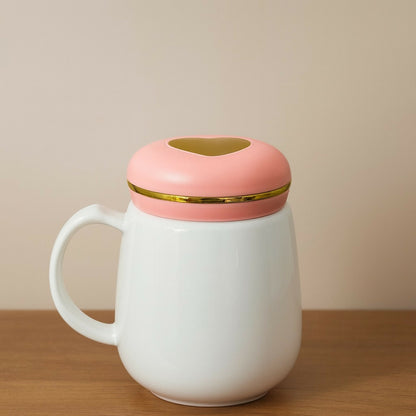 Unicorn Ceramic Mug with Pink Heart Lid | Cute Milk Coffee Mug for Girls (Design and colour may vary)