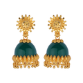 Green Jumka Earrings – Traditional Indian Bell-Shape | HV