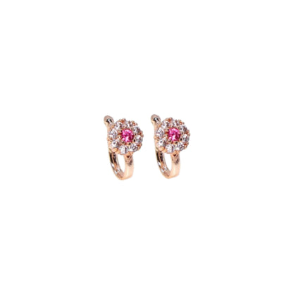 Rose Gold Pink Stone Floral Press-On Nose Ring Combo Pack of 2