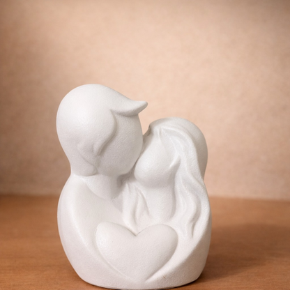 Couple Figurine with Heart Design | White Decorative Showpiece for Home