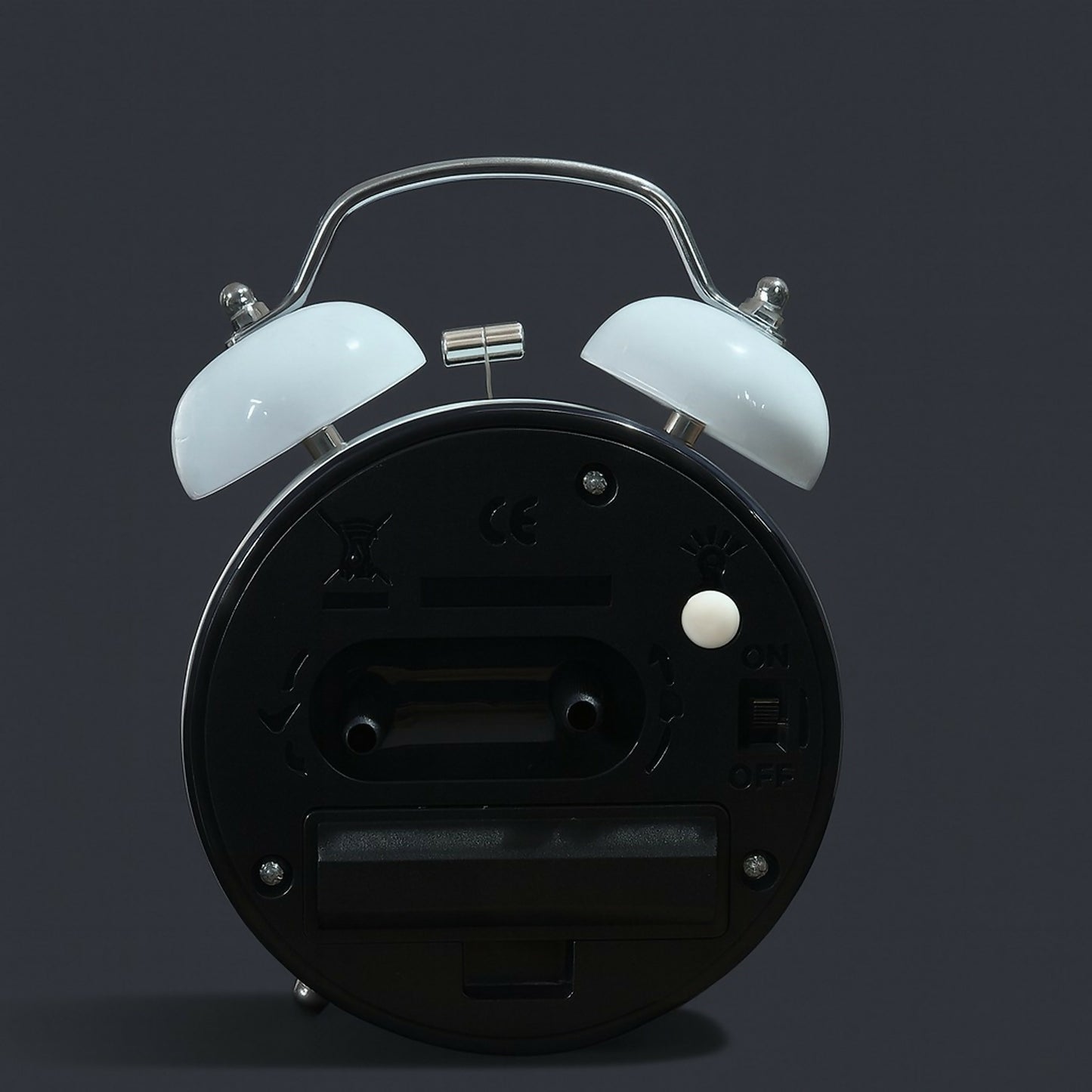 White Vintage Twin Bell Analog Alarm Clock for Bedside & Study Table