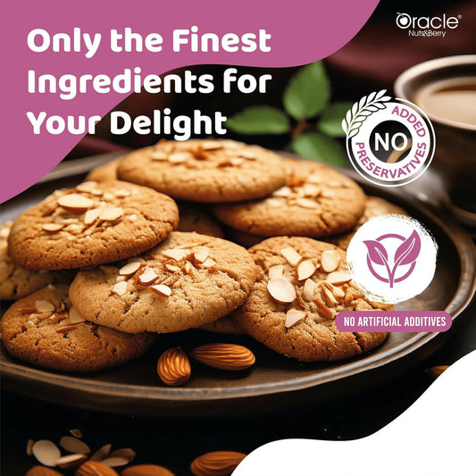 Crunchy butter almond cookies with almond pieces in 200gm pack