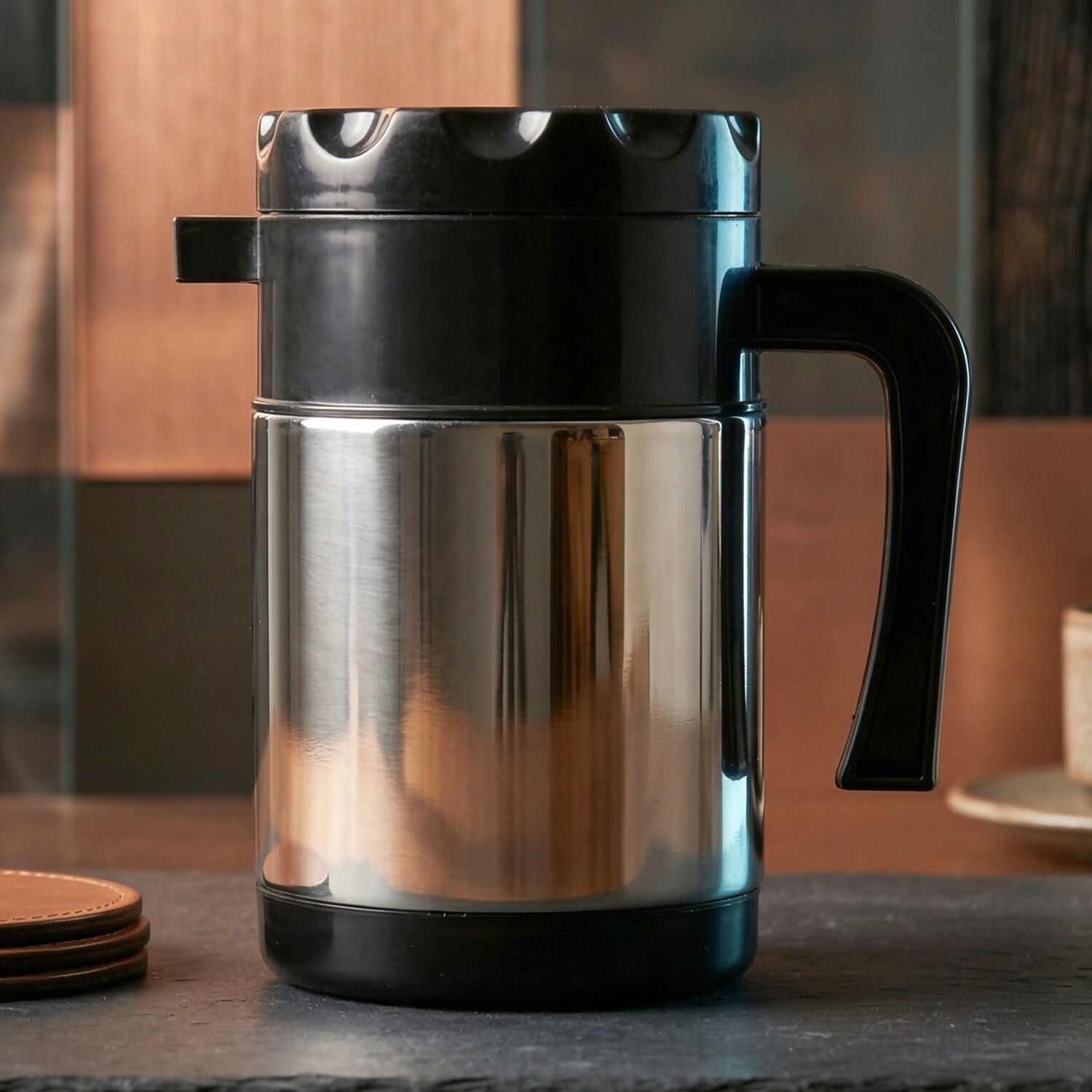 Close-up of kettle lid and handle