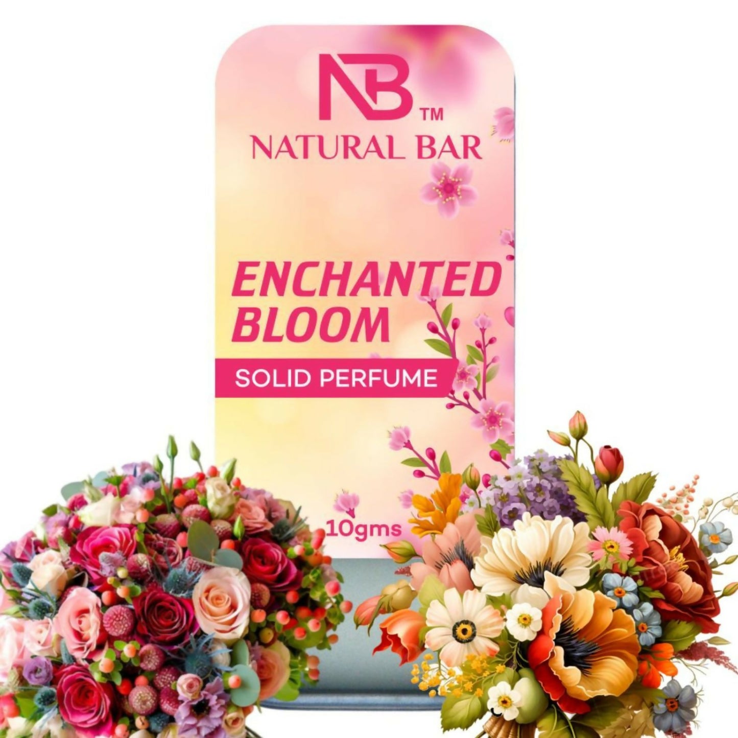 Natural Bar Enchanted Bloom Solid Perfume| Alcohol Free Cologne for Men & Women | Strong & Lasting Fragrance | Gifting Set for Him & Her