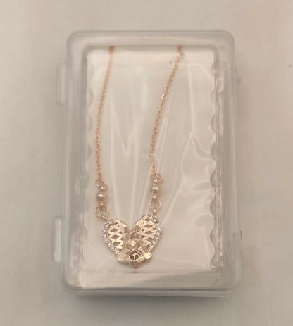 Rose Gold Filigree Heart Pendant Necklace with AD For women and girls