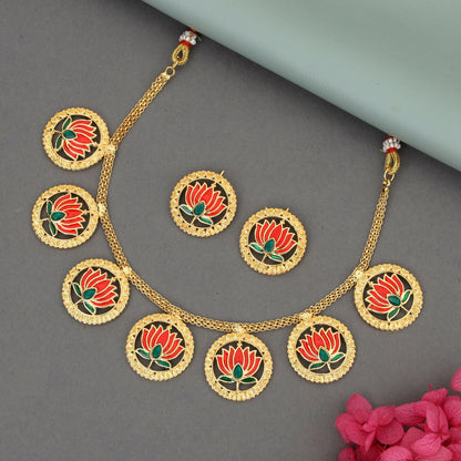 Bold R Gold-Tone Black Crystal & Pearl Choker Set