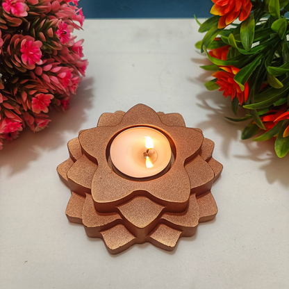 Flower 4-Layer Diya gold tealight candle Elegant Home Decor Handmade