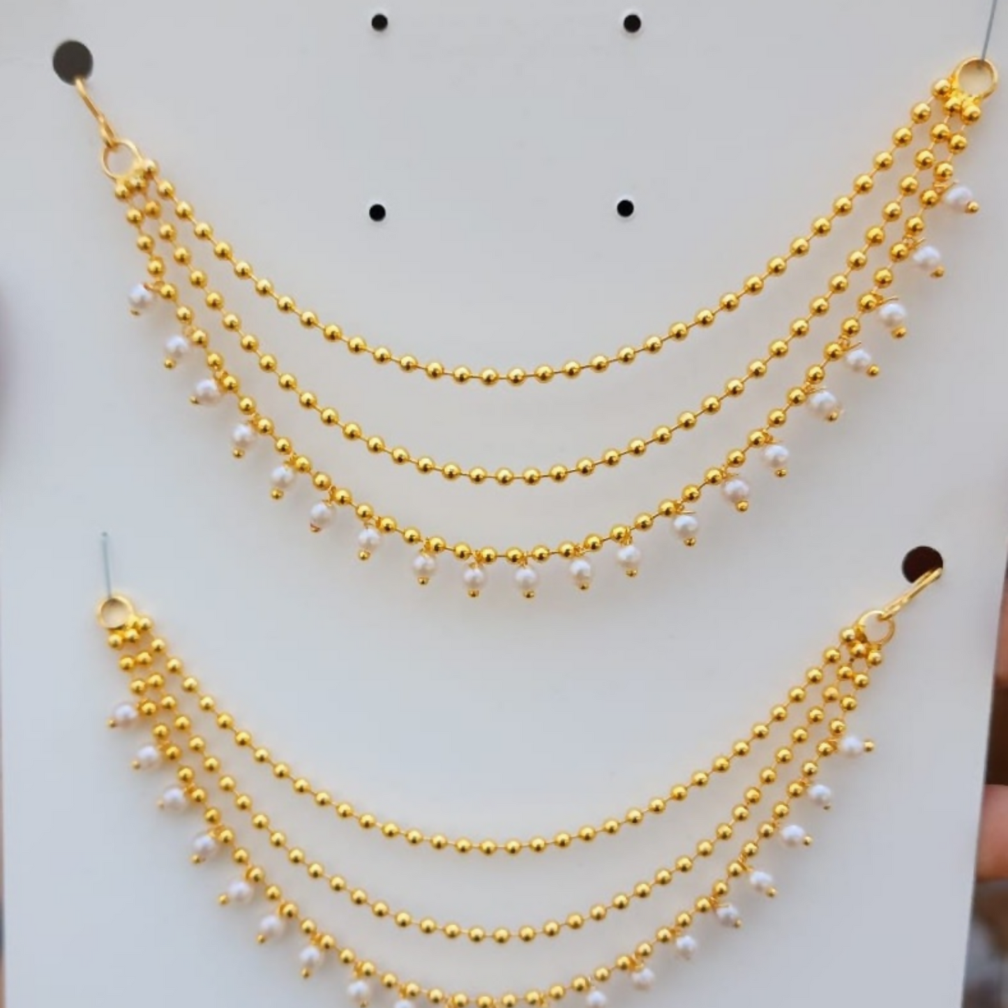 Gold Coated Multilayer Temple jewellery statement Chain Clip on hair Bahubali Set