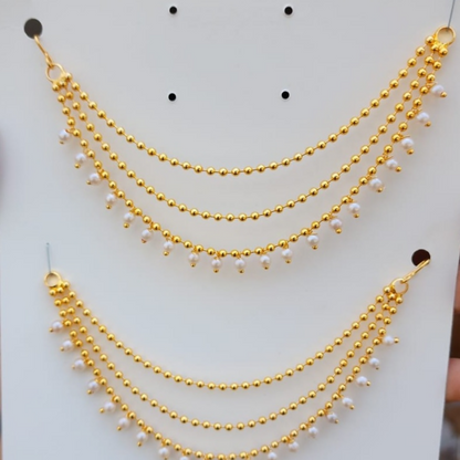 Gold Coated Multilayer Temple jewellery statement Chain Clip on hair Bahubali Set