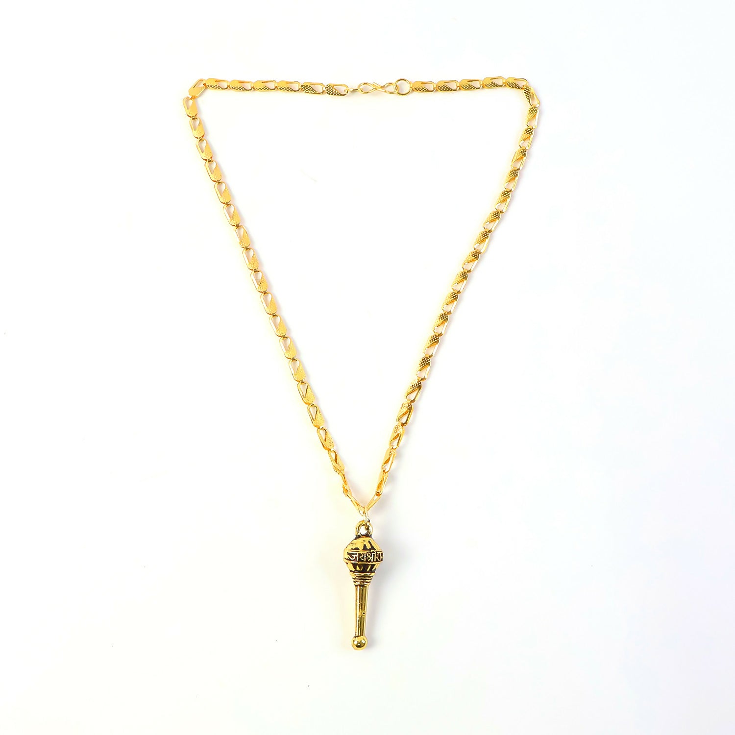 Golden Hanuman Gada Pendant with Chain – Devotional, Stylish & Lightweight Accessory for Daily Wear