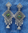 Silver Peacock Earrings – Elegant Lightweight Oxidised Jewelry